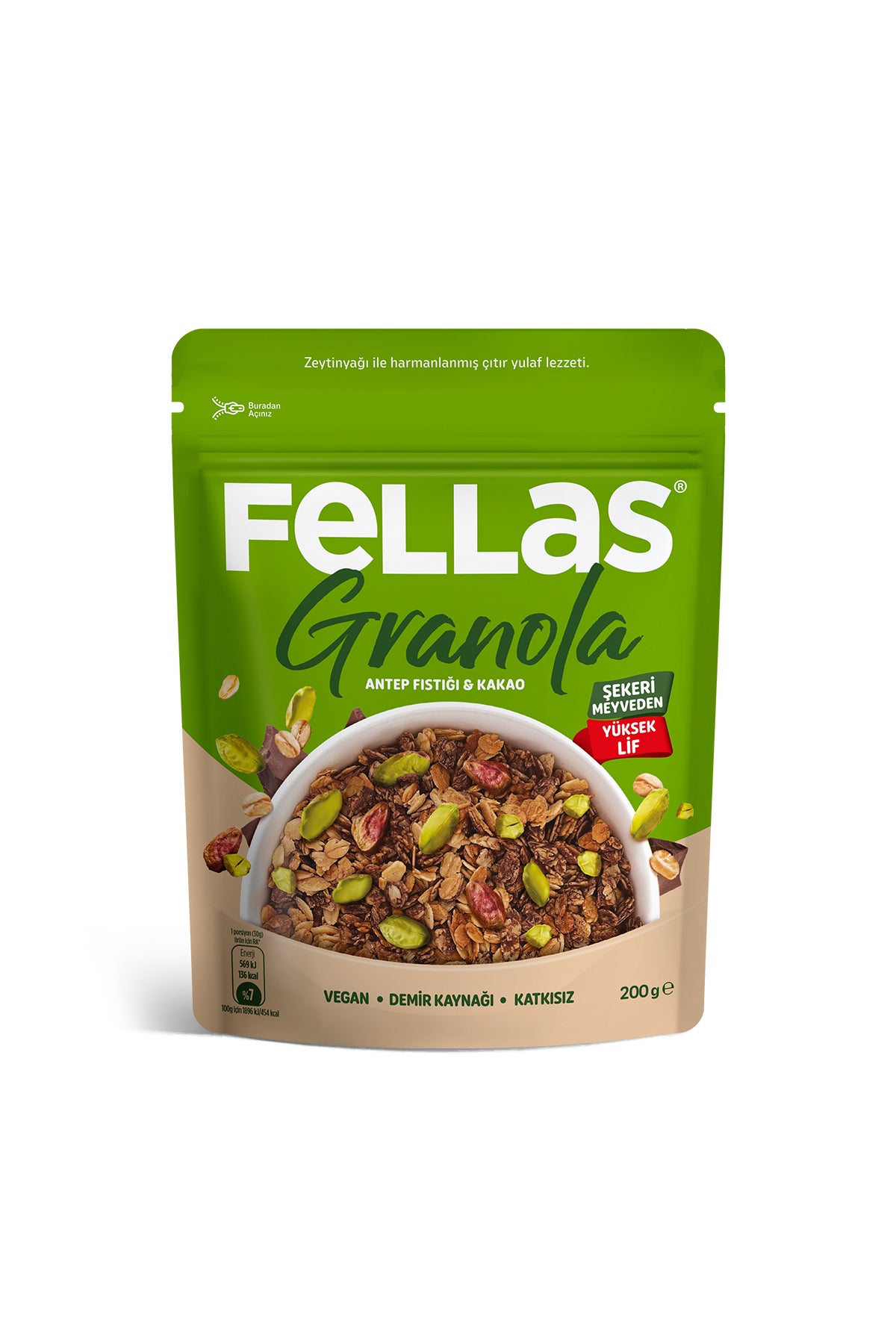Fellas Granola - Antep Fıstığı & Kakao 200g | Fellas Foods