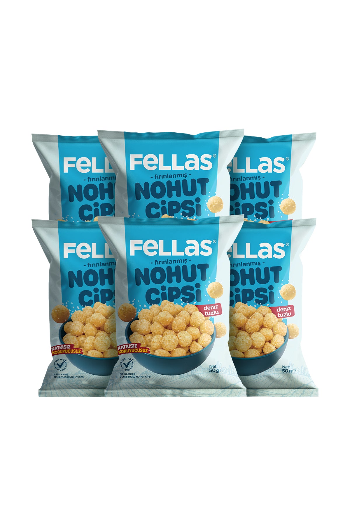 Nohut Cipsi - Deniz Tuzlu (50 g) x 6 Adet – Fellas - Katkısız