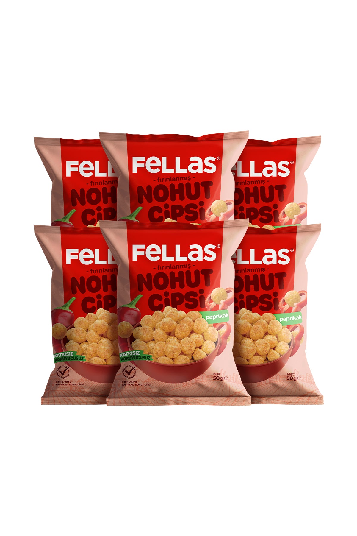 Nohut Cipsi - Paprika (50 g) x 6 Adet – Fellas - Katkısız