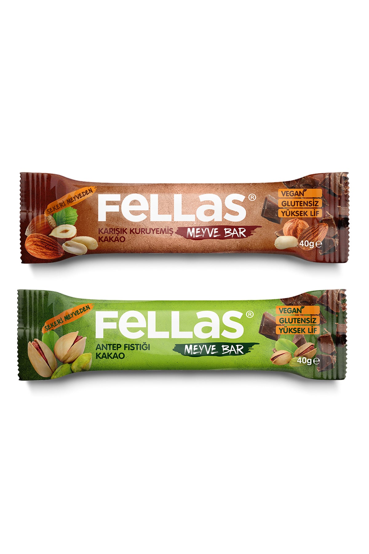 Meyve Bar (40 g) Süper İkili Kutu - 24 Adet (Karışık Kuruyemişli x 12 + Antep Fıstıklı x 12)