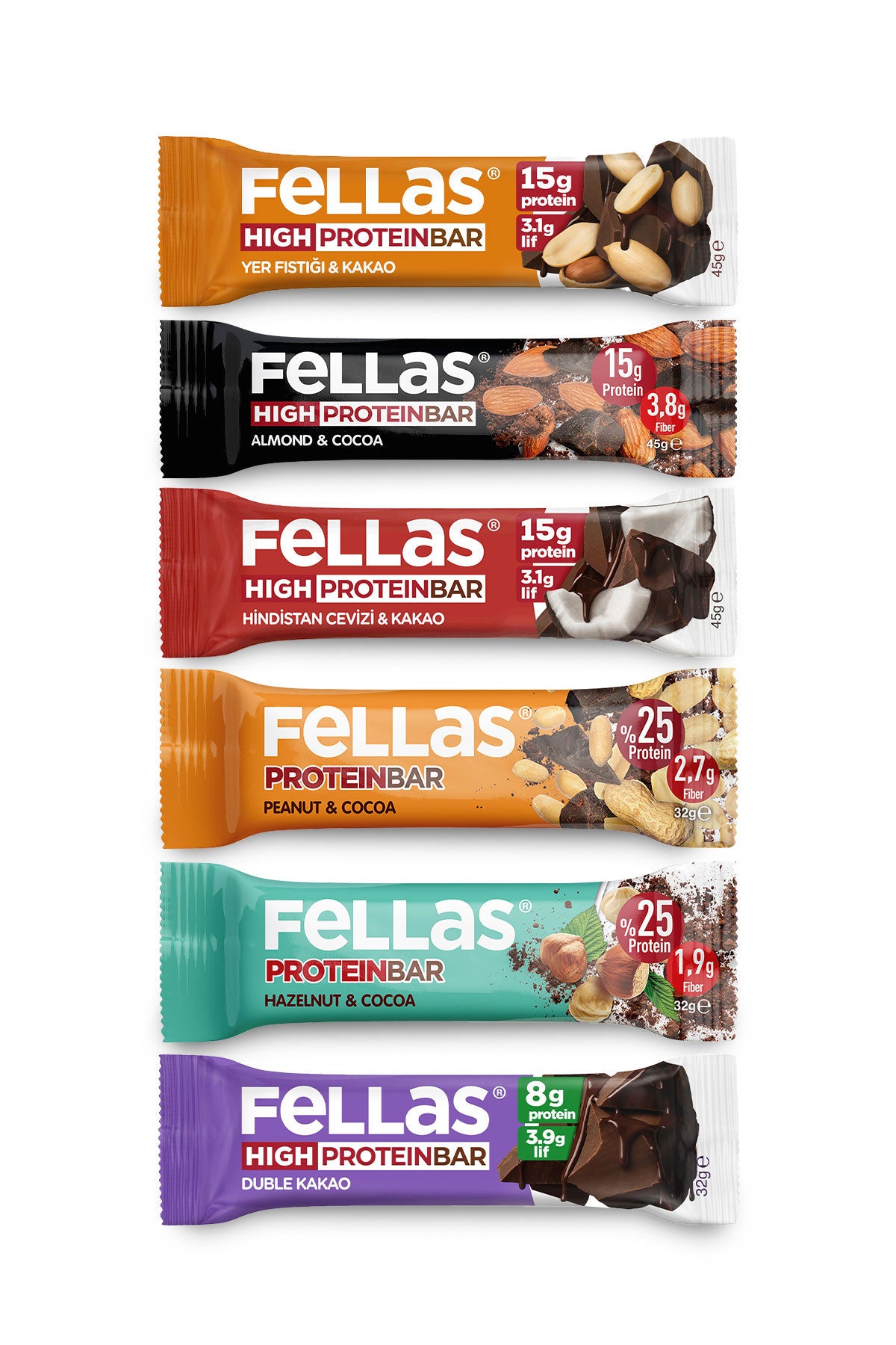 Protein Bar Süper Karma Kutu - 24 Adet (Yüksek Protein Bar (45 g) x 12 + Protein Bar (32 g) x 12)