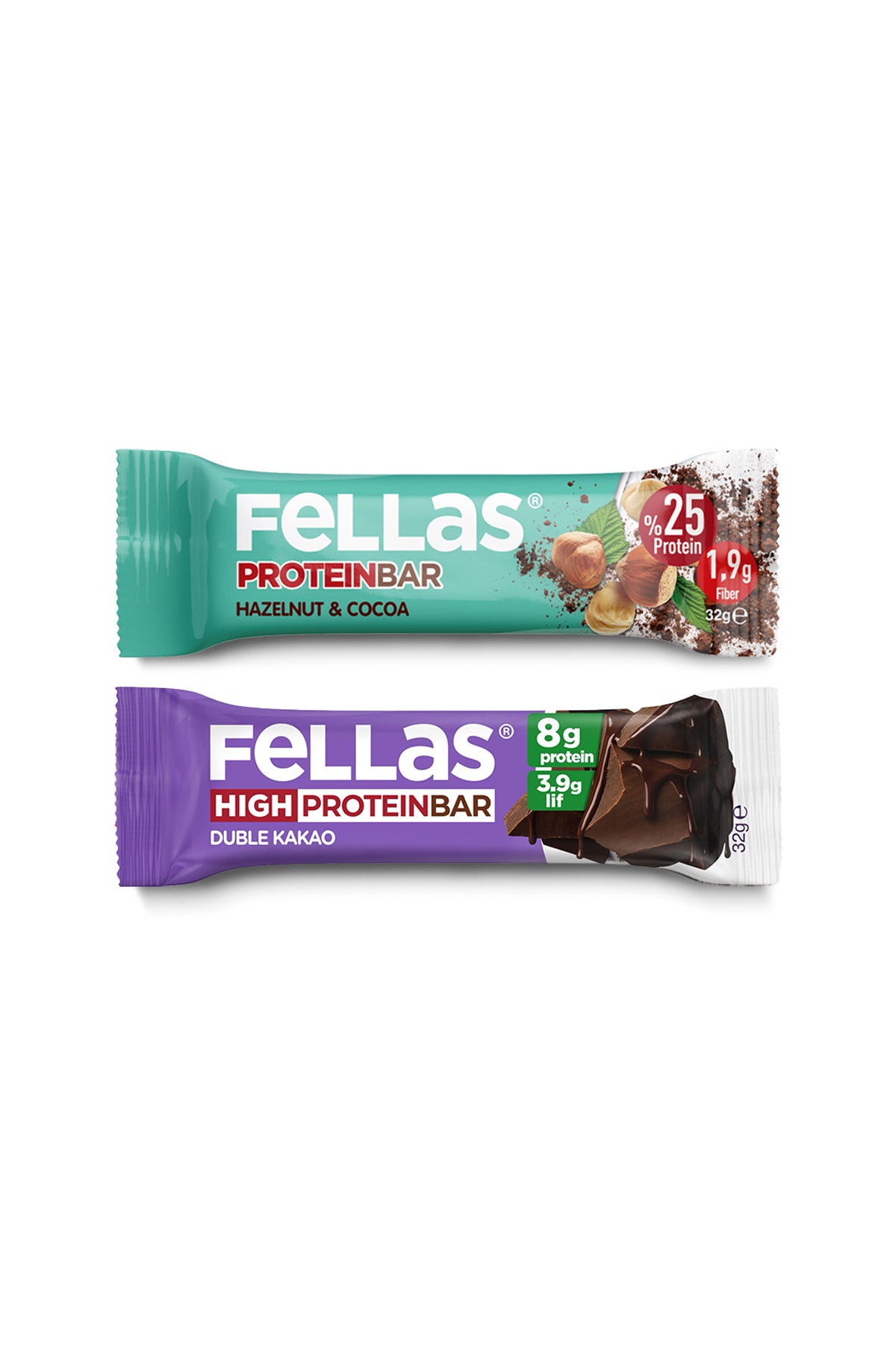 Protein Bar (32 g) Süper İkili Kutu - 24 Adet (Duble Kakaolu x 12 Adet + Fındıklı ve Kakaolu x 12 Adet)