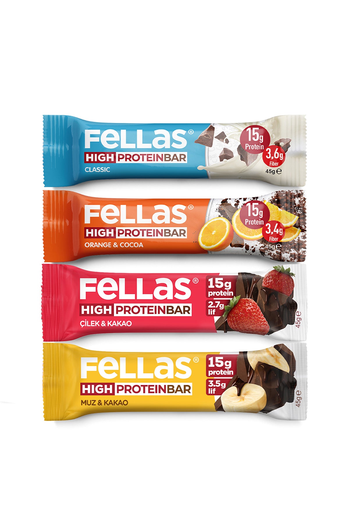 Yüksek Protein Bar (45 g) Karma Kutu - 12 Adet (4 Çeşit)