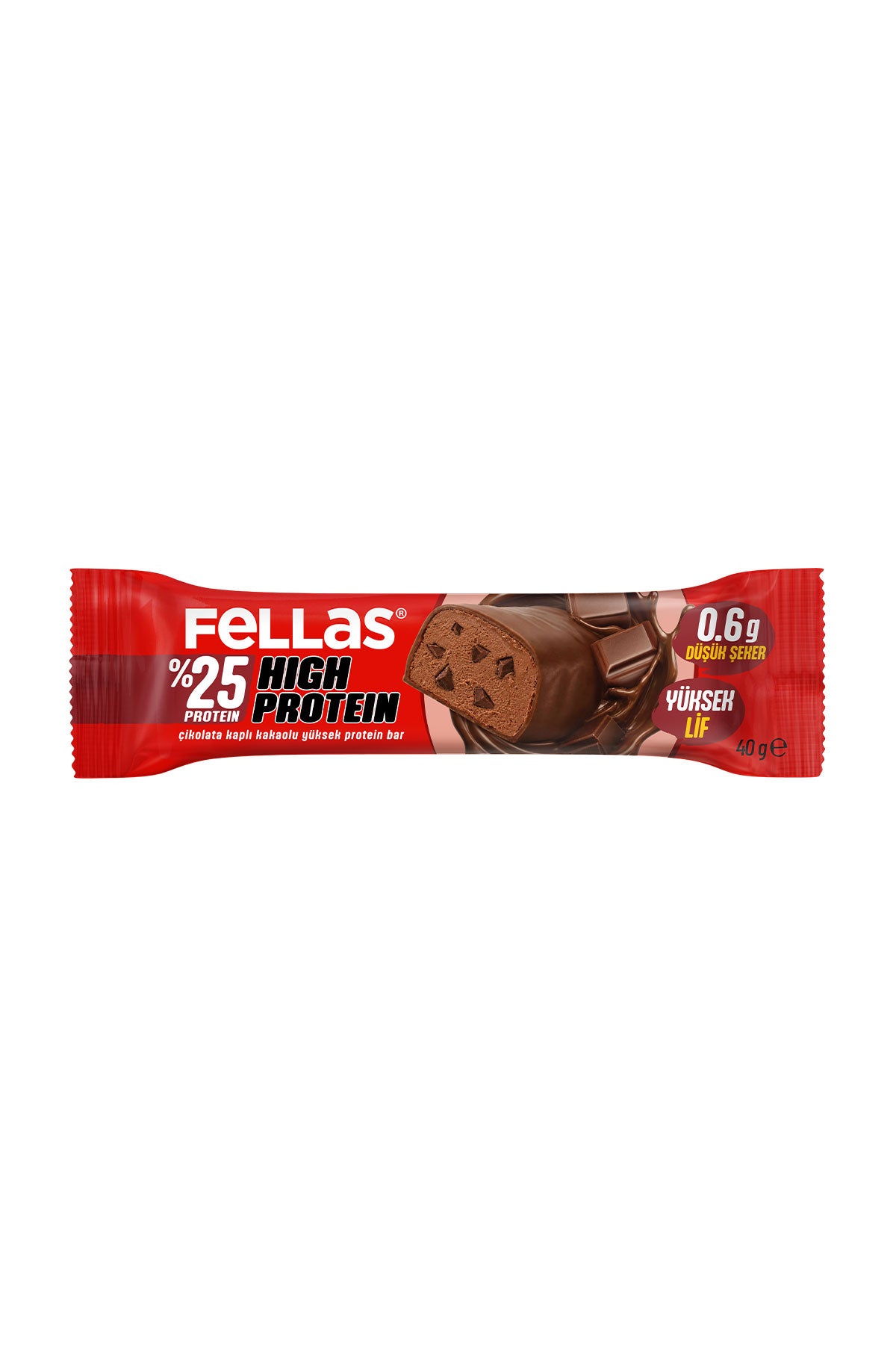 Çikolata Kaplı Yüksek Protein Bar - Kakaolu (40 g) x 12 Adet