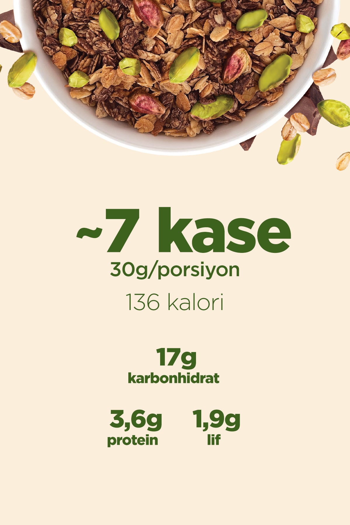 Granola - Antep Fıstığı & Kakao (200g) - 3'lü Paket