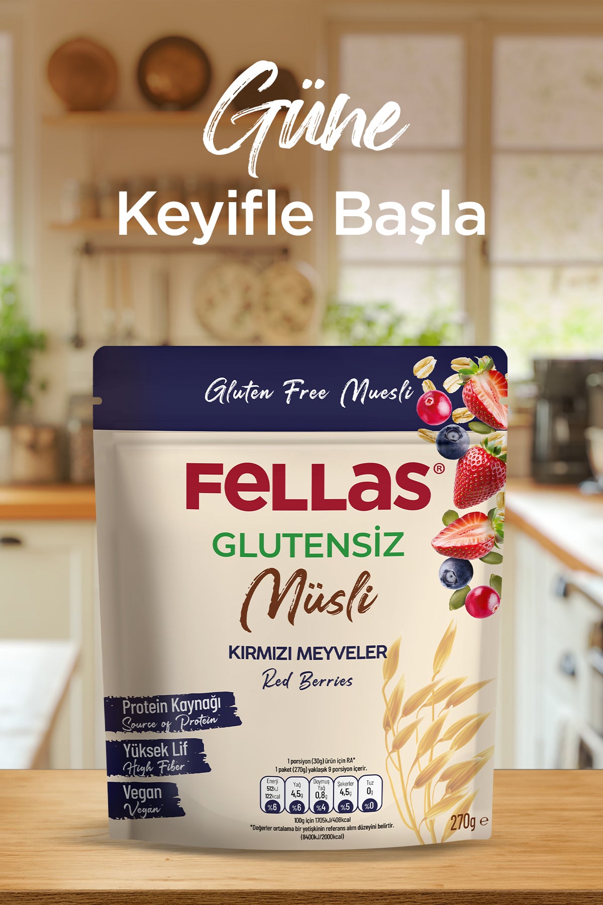 Glutensiz Müsli - Kırmızı Meyveli (270 g)