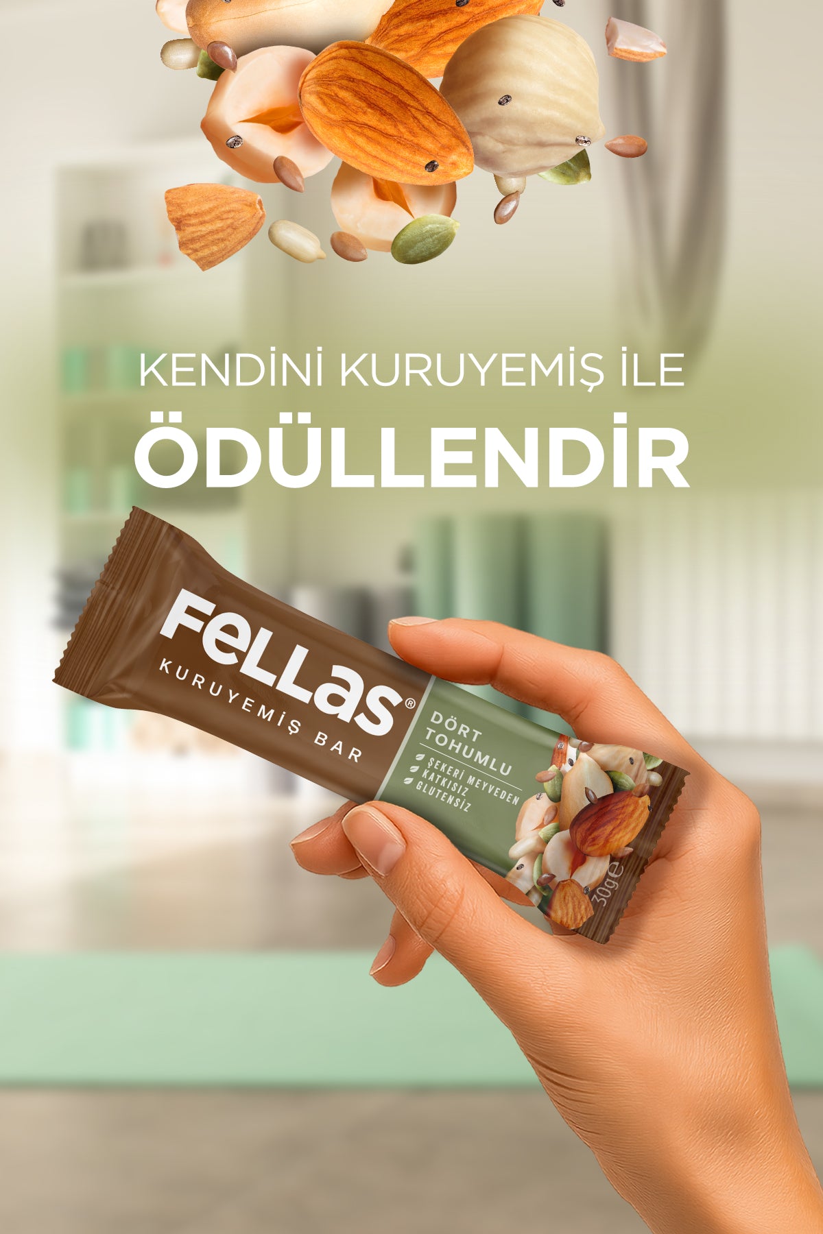 Dört Tohumlu Kuruyemiş Bar (30 g) x 12 Adet