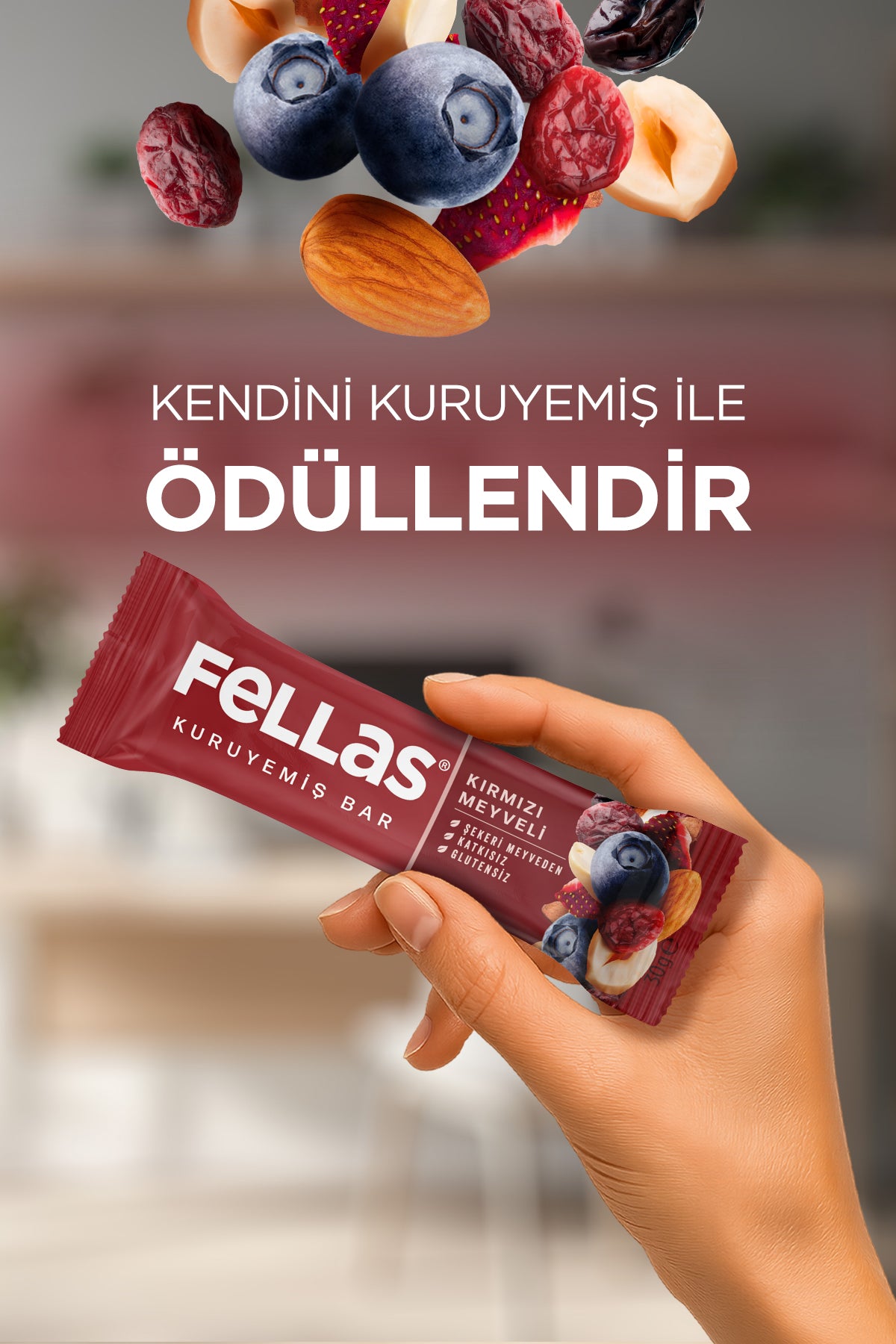 Kırmızı Meyveli Kuruyemiş Bar (30 g) x 12 Adet