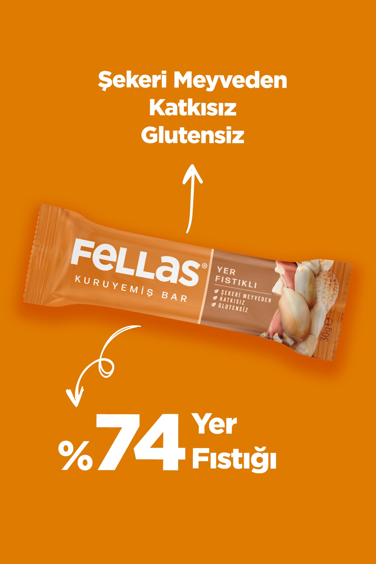 Yer Fıstıklı Kuruyemiş Bar (30 g) x 12 Adet