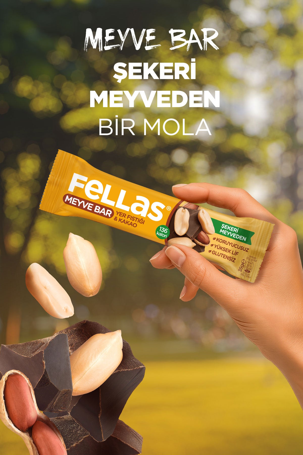 Meyve Bar - Yer Fıstığı ve Kakaolu (35 g) x 12 Adet