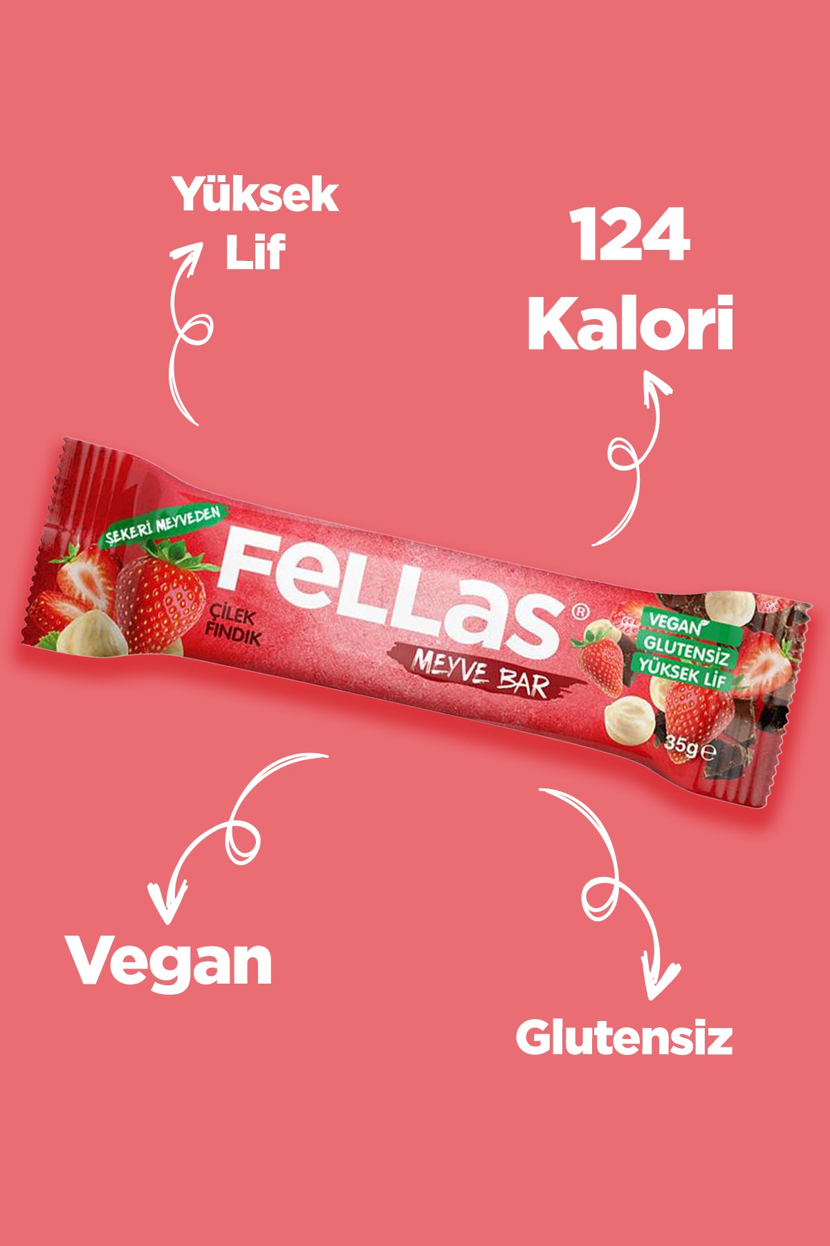 Meyve Bar - Çilekli ve Fındıklı (35 g) x 12 Adet