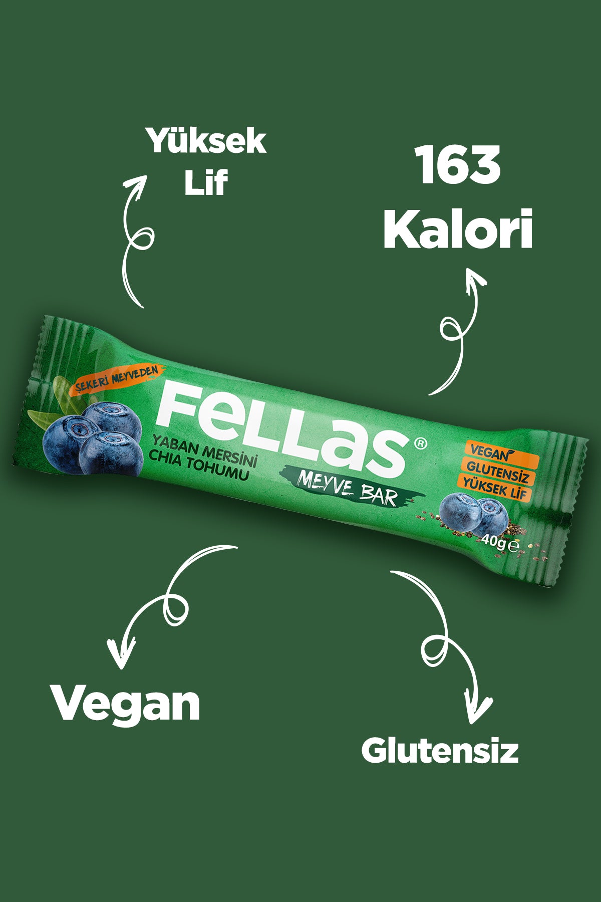 Meyve Bar (40 g) Süper İkili Kutu - 24 Adet (Antep Fıstıklı x 12 + Yaban Mersinli x 12)