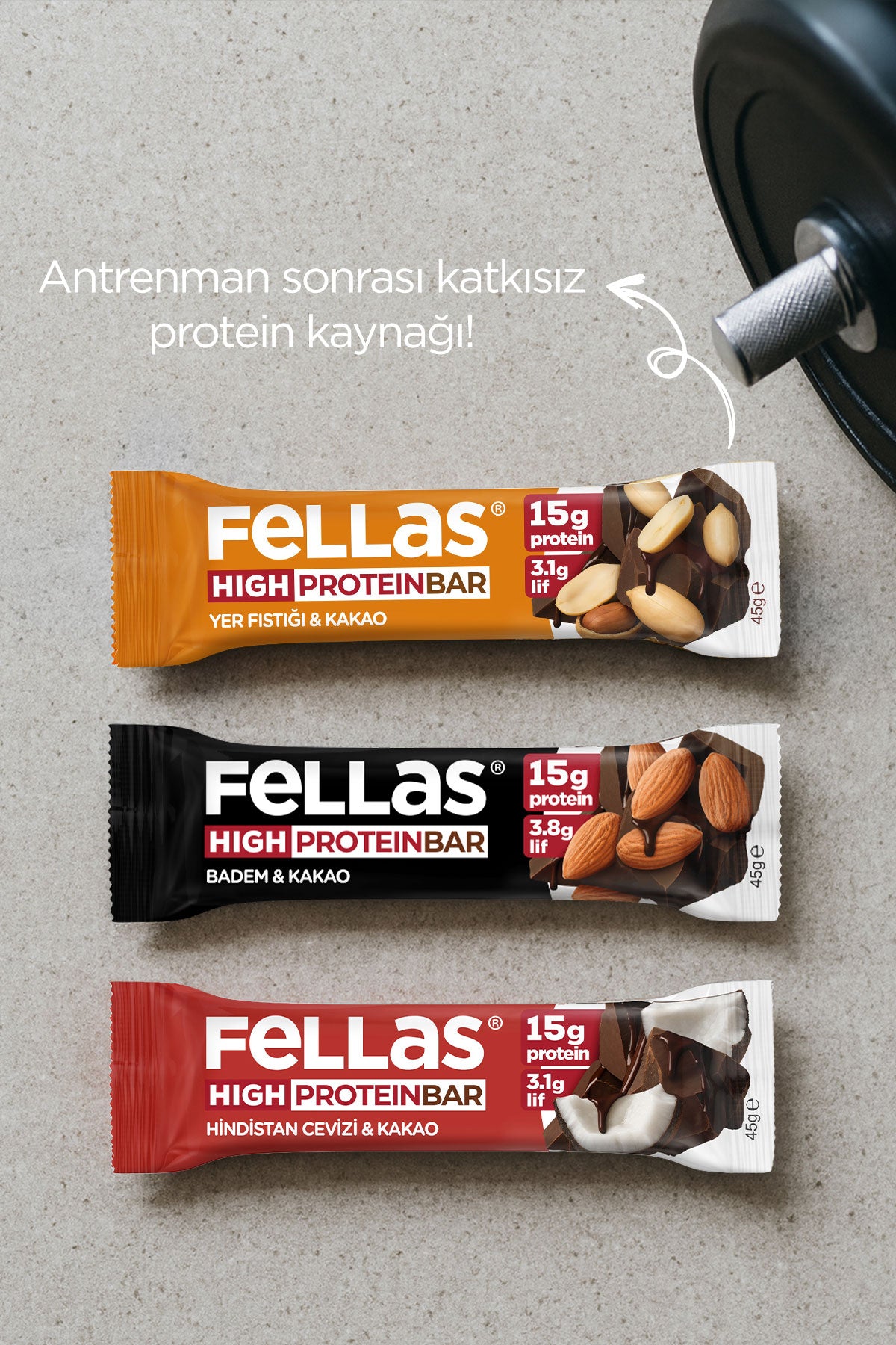 Yüksek Protein Bar (45 g) Karma Kutu - 12 Adet (3 Çeşit)
