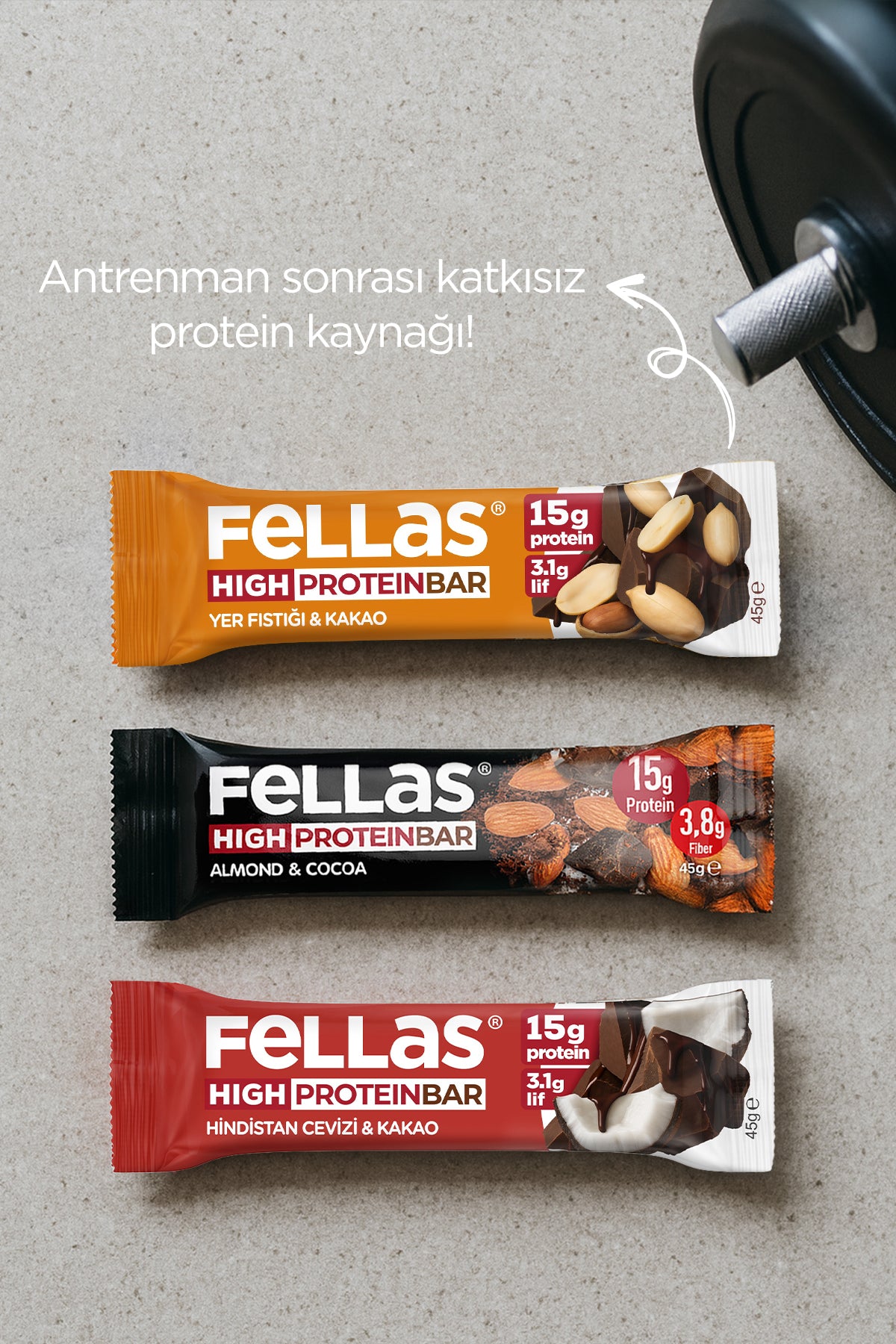 Yüksek Protein Bar (45 g) Karma Kutu - 12 Adet (3 Çeşit)