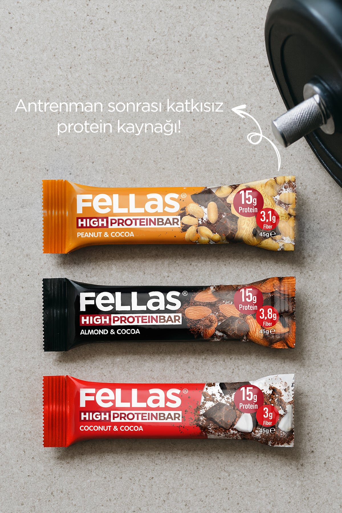 Yüksek Protein Bar (45 g) Karma Kutu - 12 Adet (3 Çeşit)