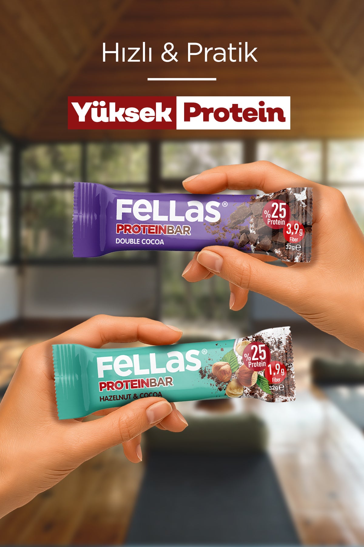 Protein Bar (32 g) Süper İkili Kutu - 24 Adet (Duble Kakaolu x 12 Adet + Fındıklı ve Kakaolu x 12 Adet)