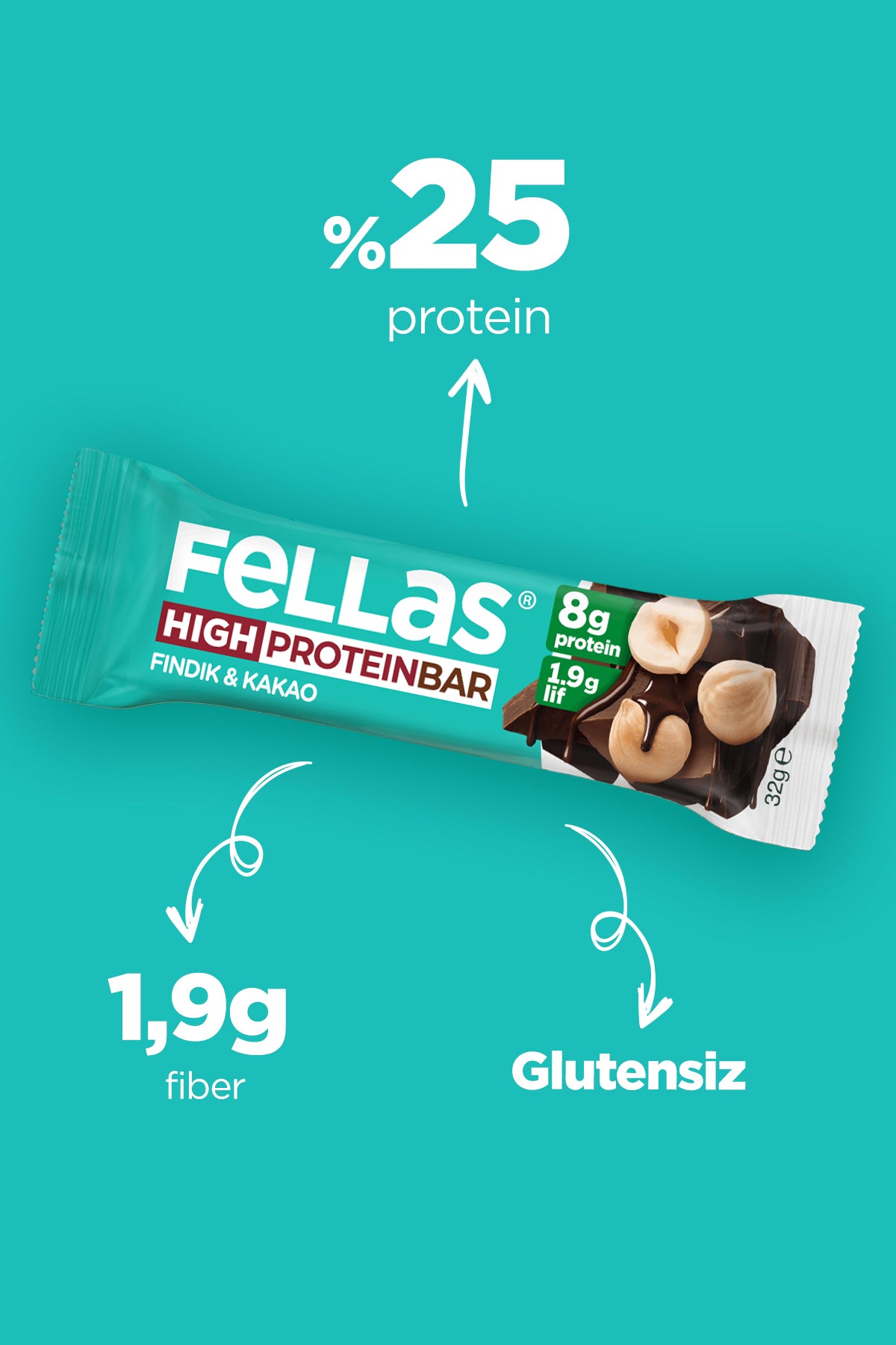 Protein Bar (32 g) Süper İkili Kutu - 24 Adet (Duble Kakaolu x 12 Adet + Fındıklı ve Kakaolu x 12 Adet)