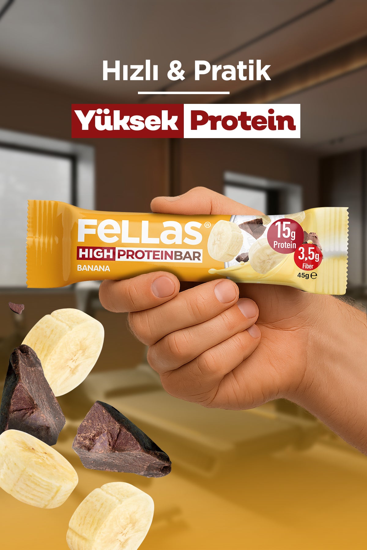Yüksek Protein Bar - Muzlu (45 g) x 12 Adet