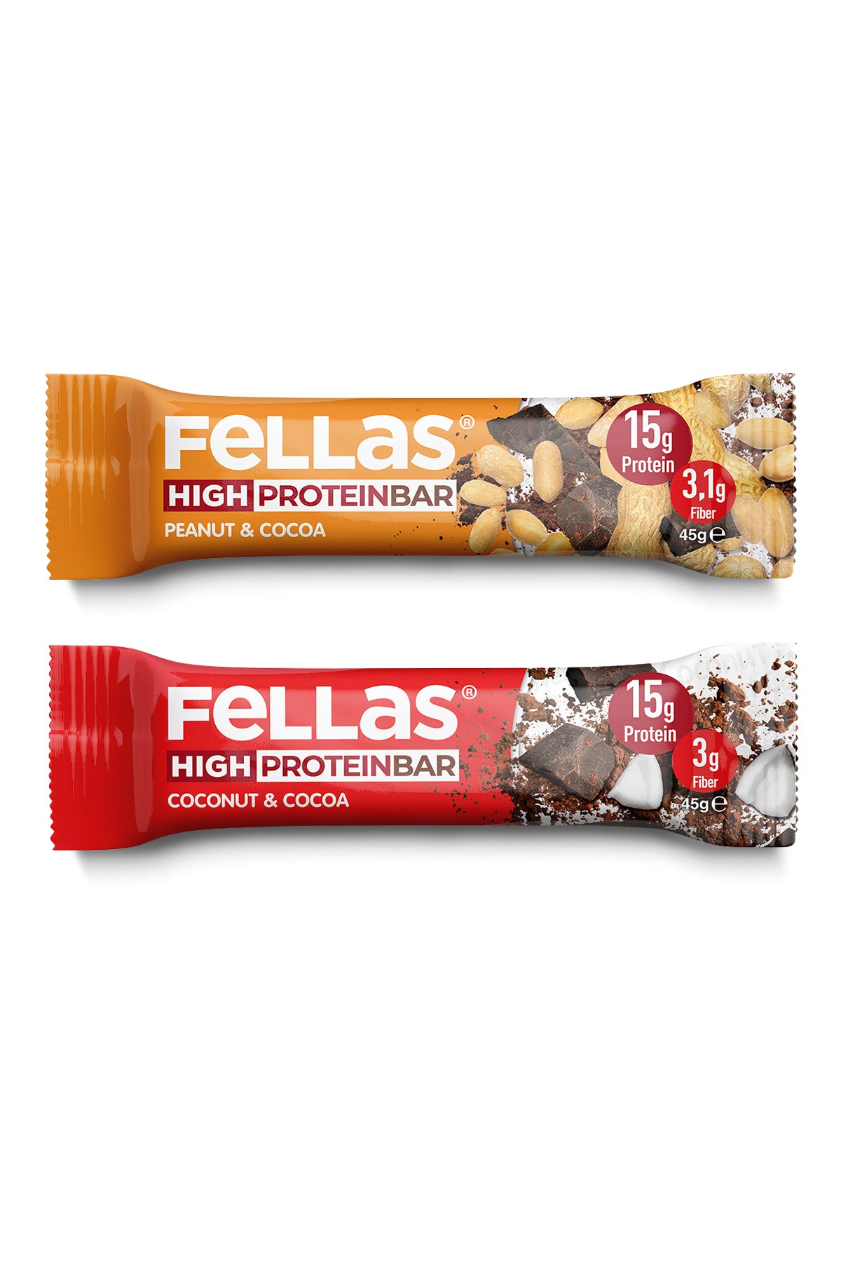 Yüksek Protein Bar (45 g) Süper İkili Kutu - 24 Adet (Yer Fıstıklı x 12 + Hindistan Cevizli x 12)