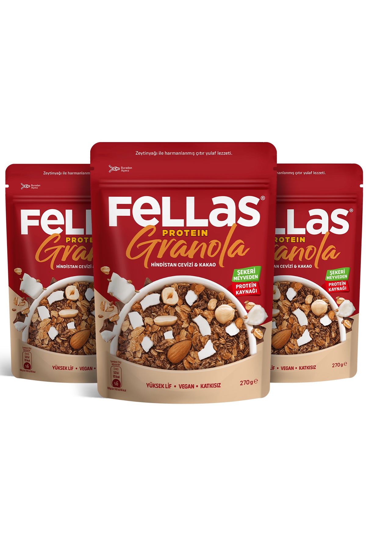 Protein Granola - Hindistan Cevizi & Kakao (270 g) - 3'lü Paket