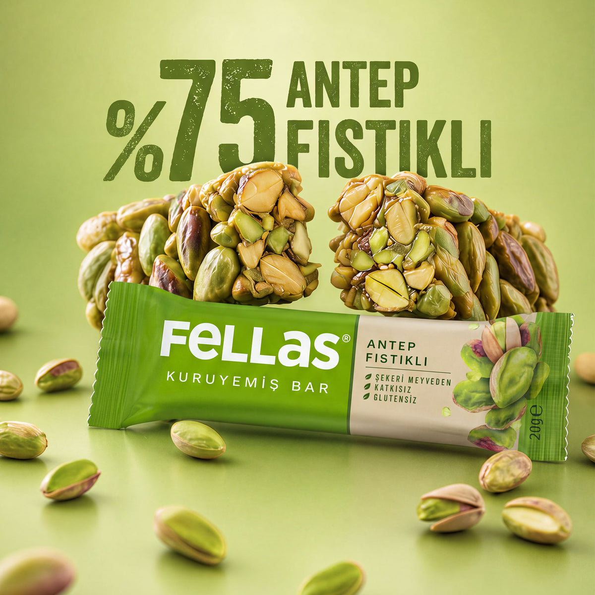 Antep Fıstıklı Kuruyemiş Bar (20 g) x 12 Adet