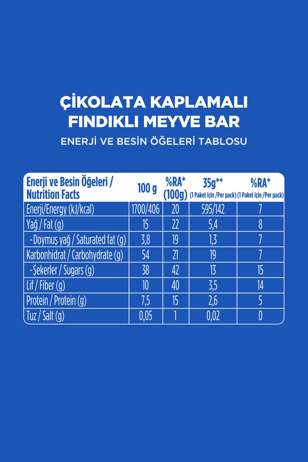 Choco - Çikolata Kaplı Fındıklı Meyve Bar (35 g) x 12 Adet