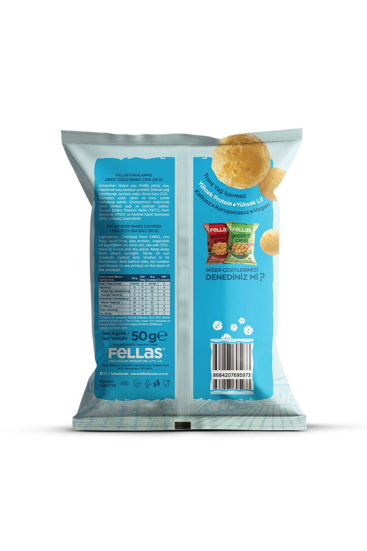 Nohut Cipsi - Deniz Tuzlu (50 g) x 3 Adet