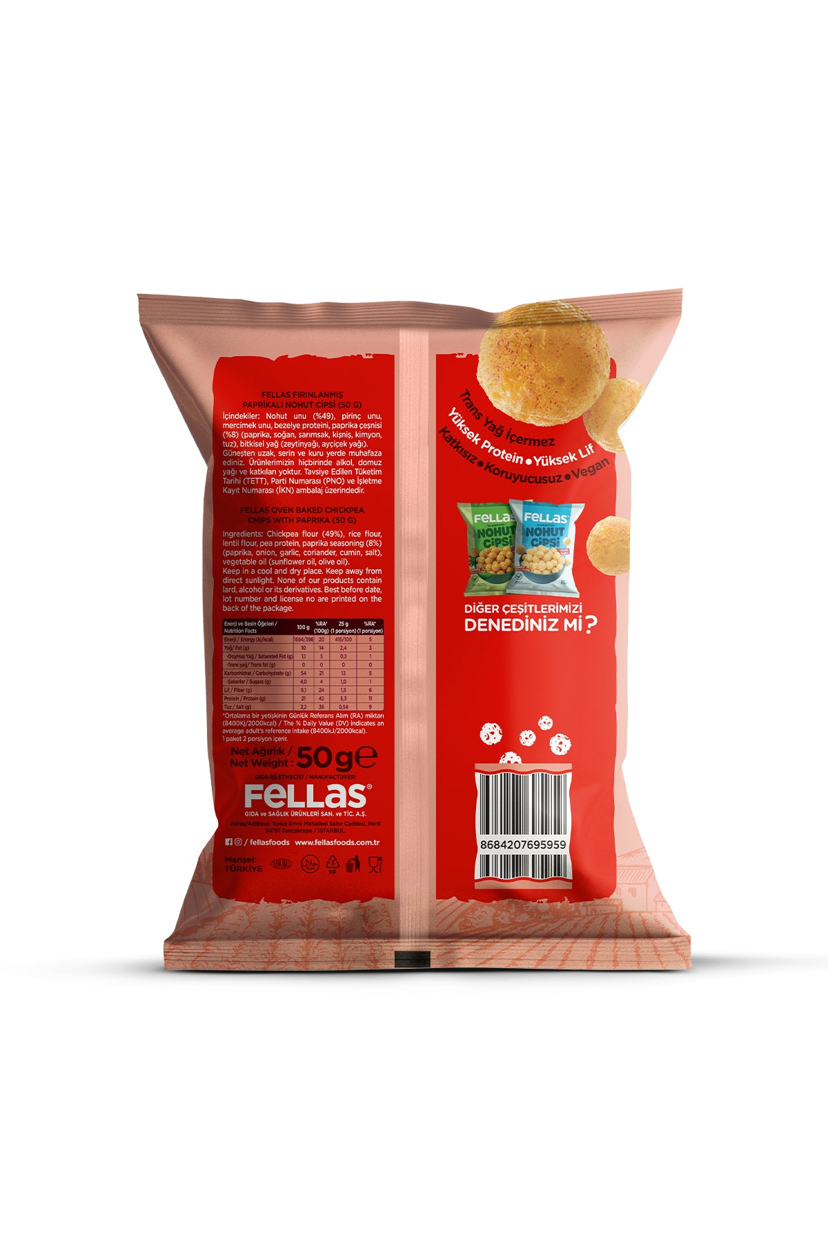 Nohut Cipsi 6'lı Mix - Mevsim Yeşillikleri (50g) x 2 + Paprika