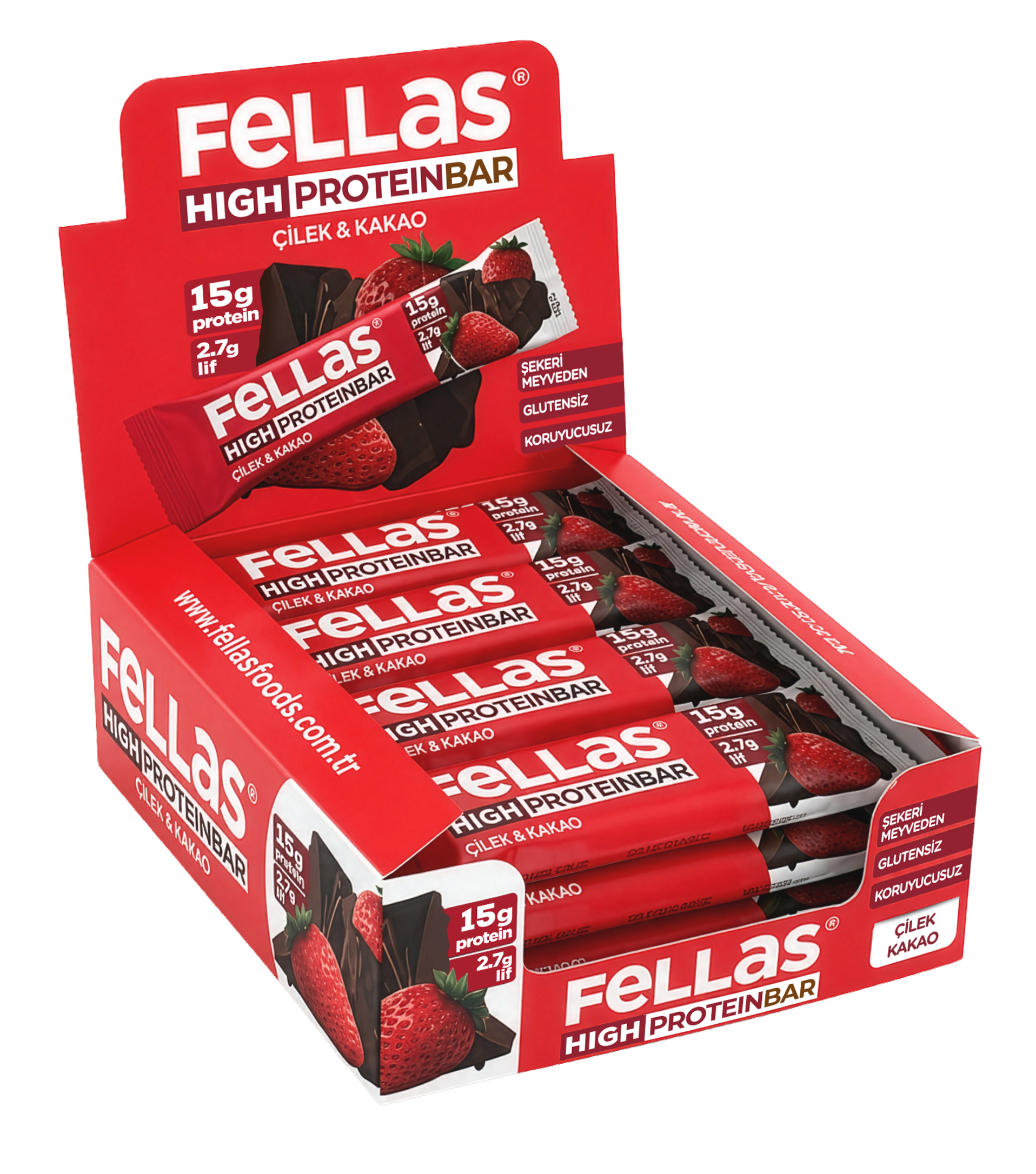 Yüksek Protein Bar - Çilekli (45 g) x 12 Adet