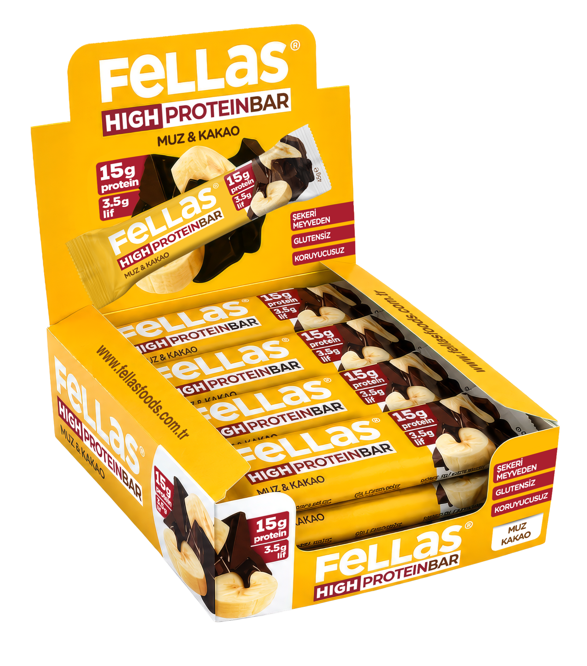 Yüksek Protein Bar - Muzlu (45 g) x 12 Adet