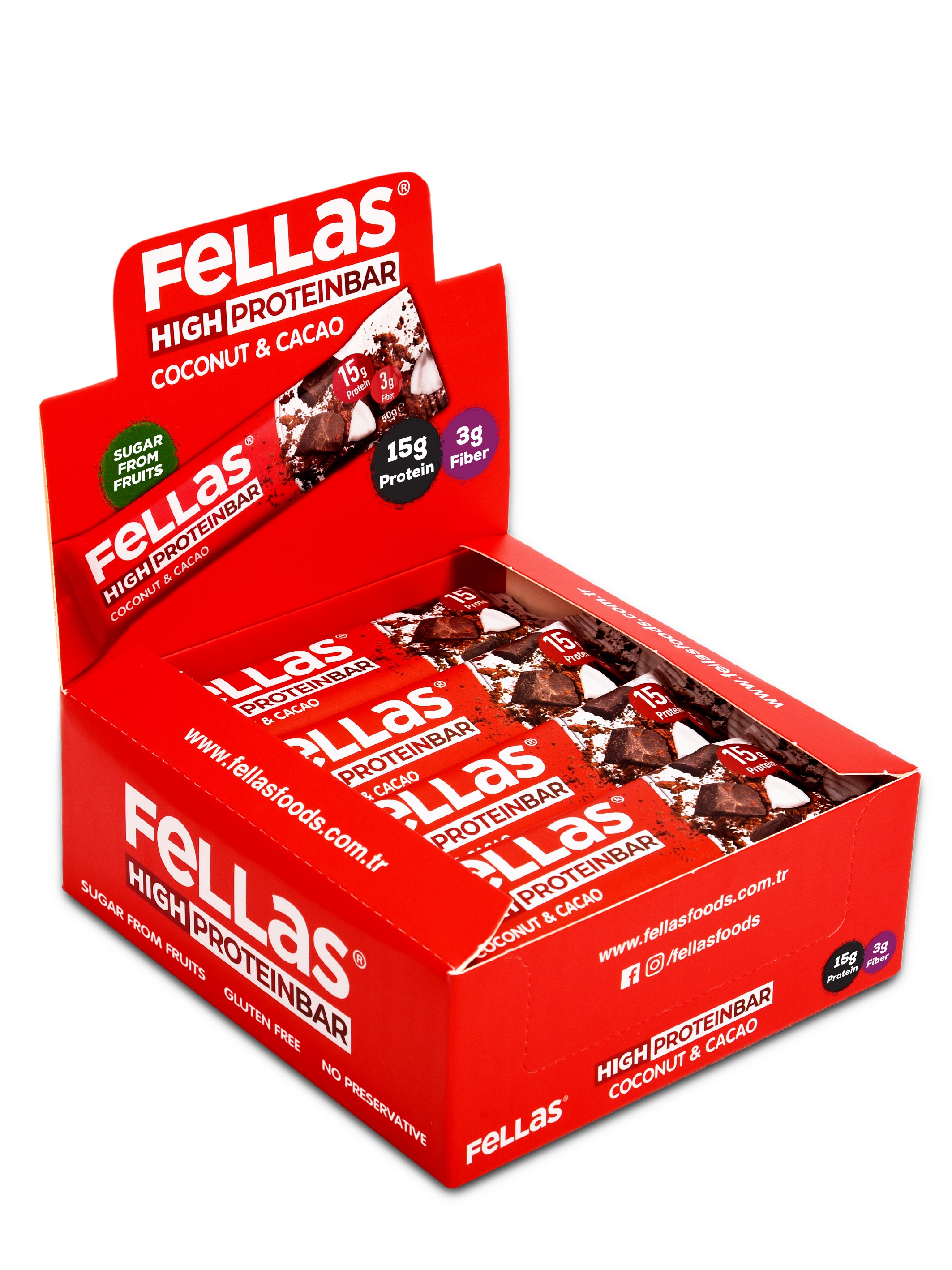 Yüksek Protein Bar - Hindistan Cevizli ve Kakaolu (45 g) x 12 Adet