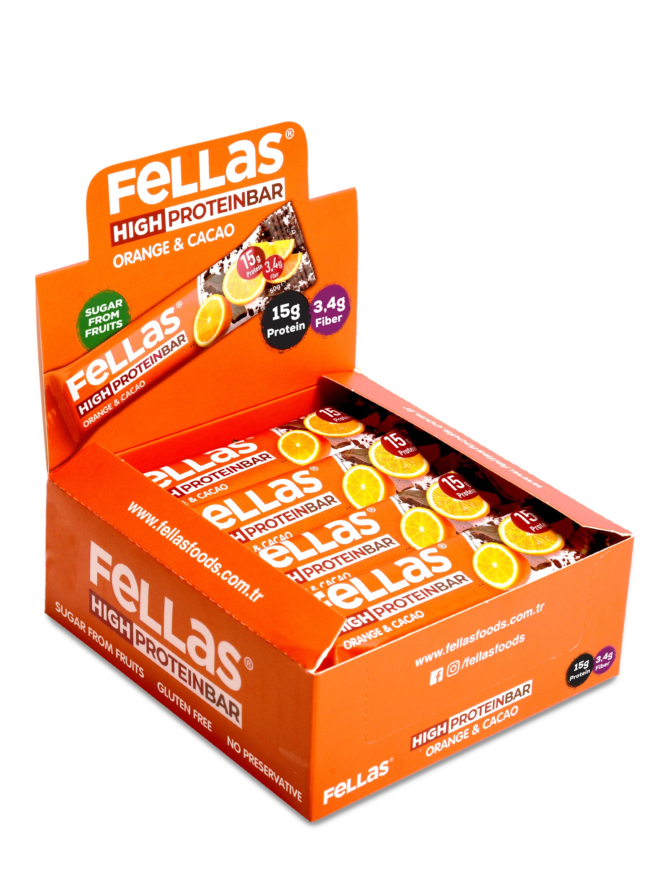 Yüksek Protein Bar - Portakallı ve Kakaolu (45 g) x 12 Adet