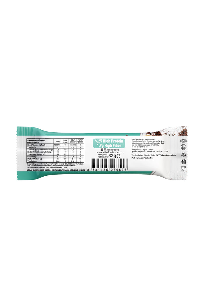 Fellas Protein Bar - Fındıklı ve Kakaolu 32g x 12 Adet | Koruyucusuz ...