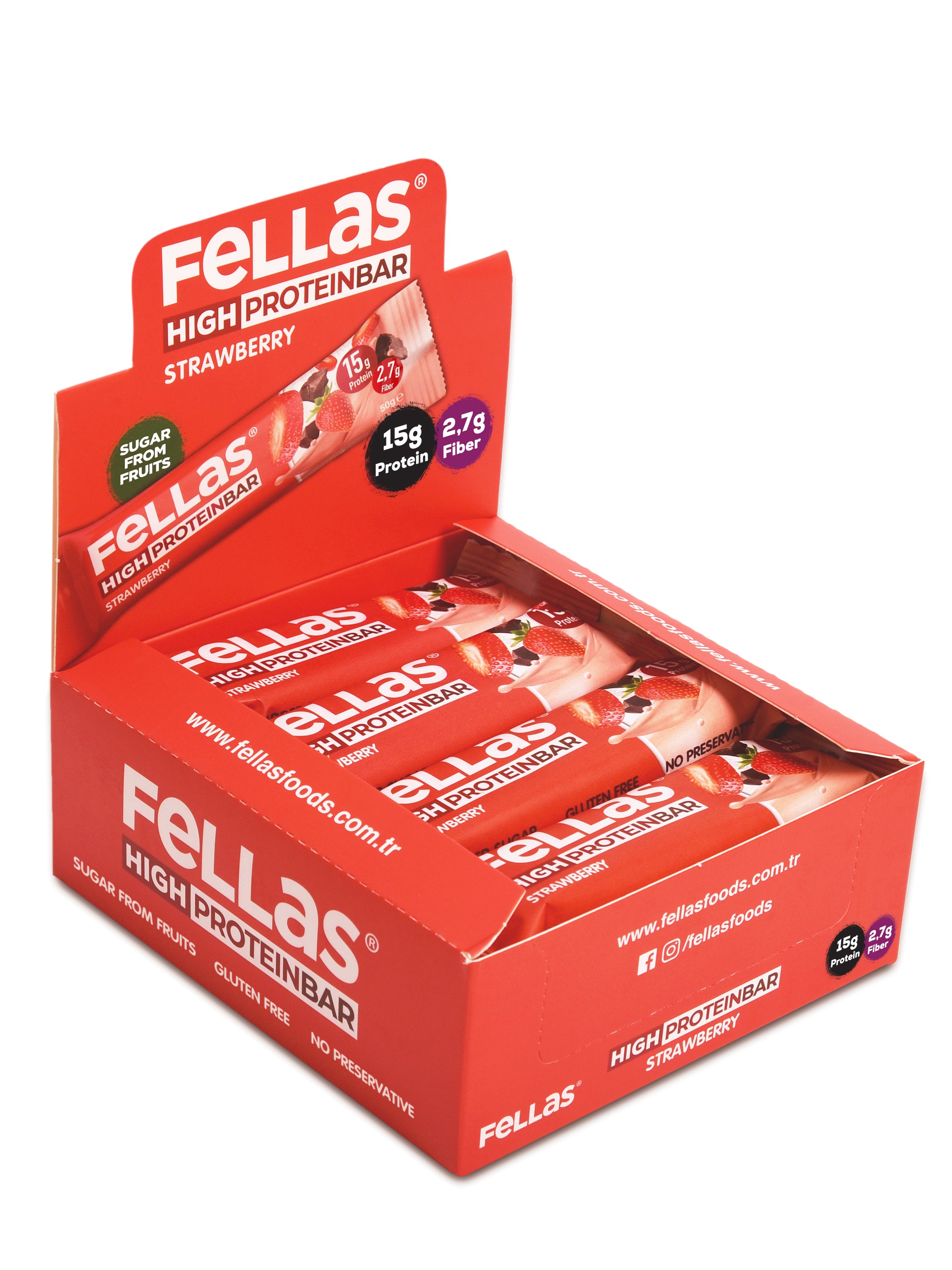 Yüksek Protein Bar - Çilekli (45 g) x 12 Adet