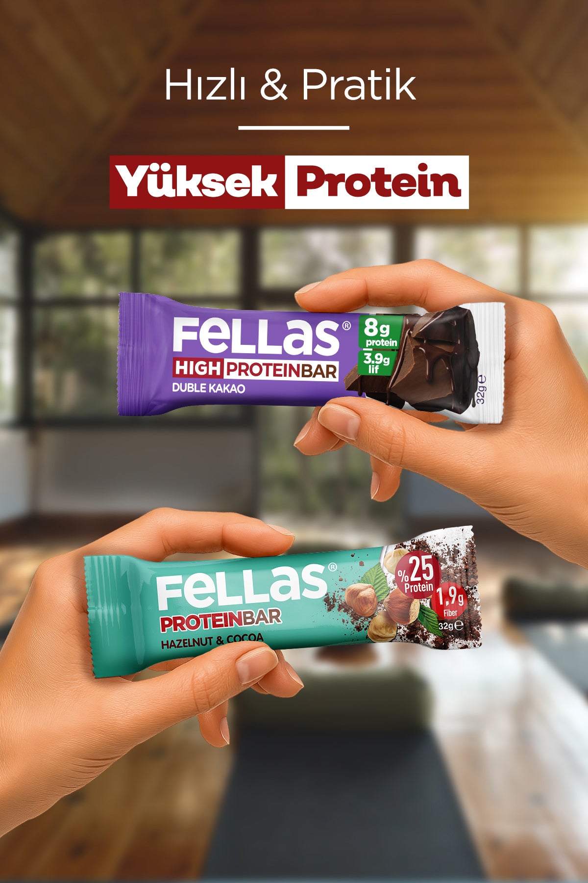 Protein Bar (32 g) Süper İkili Kutu - 24 Adet (Duble Kakaolu x 12 Adet + Fındıklı ve Kakaolu x 12 Adet)