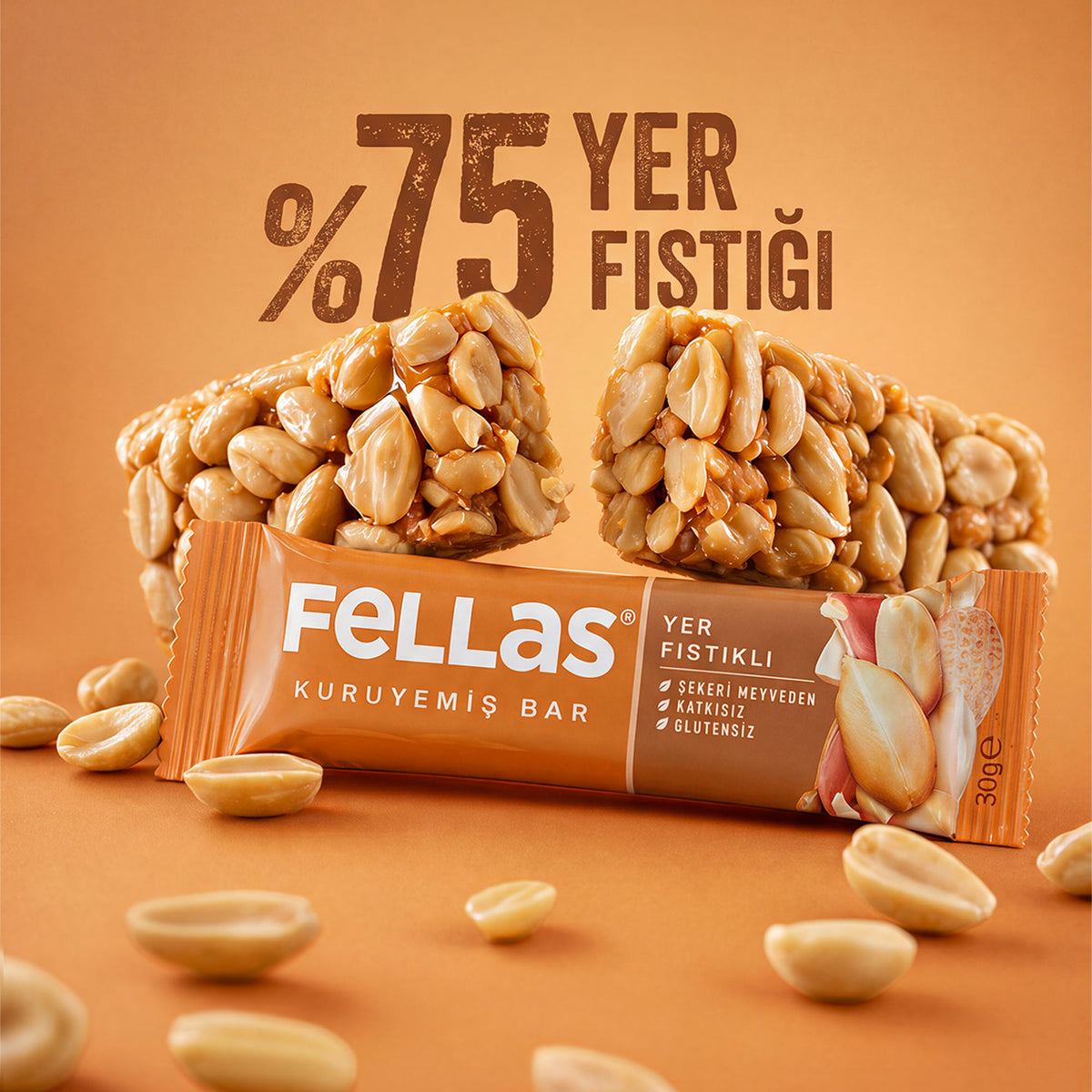 Yer Fıstıklı Kuruyemiş Bar (30 g) x 12 Adet