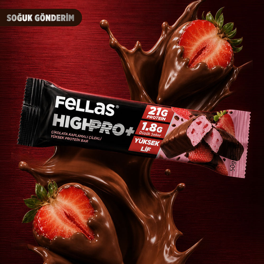 Çikolata Kaplı HighPro+ Protein Bar - Çilekli (50 g) x 12 Adet