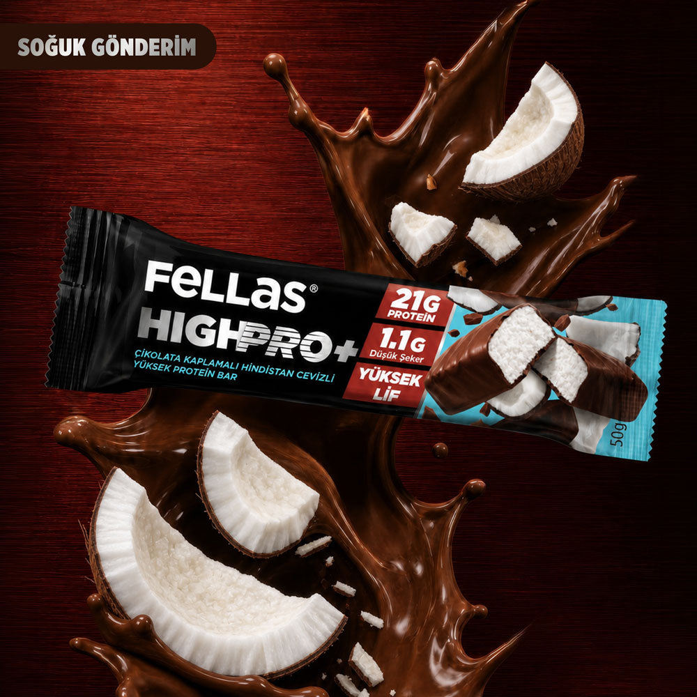 Çikolata Kaplı HighPro+ Protein Bar - Hindistan Cevizli (50 g) x 12 Adet