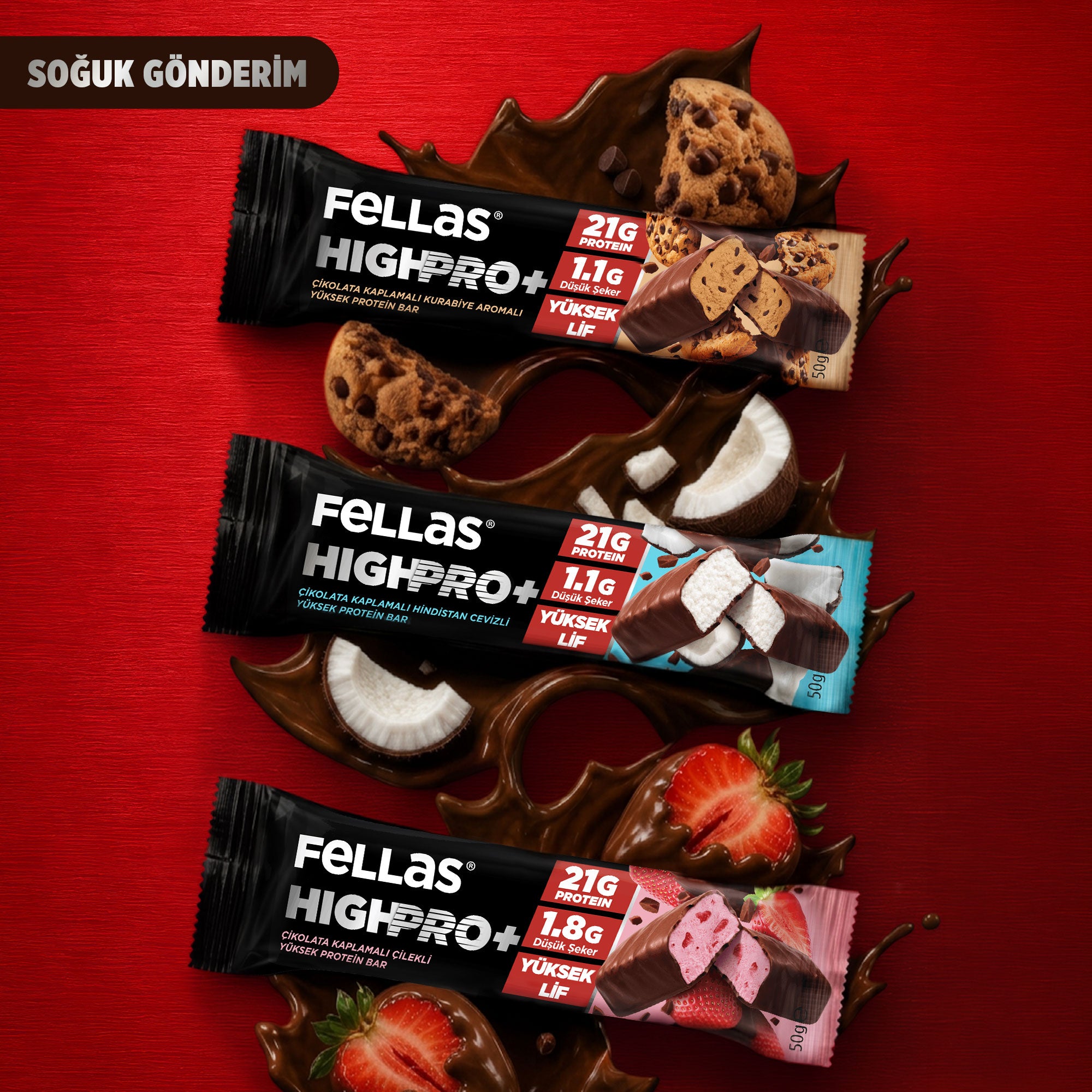Çikolata Kaplı HighPro+ Protein Bar (50 g) Deneme Paketi 3'lü