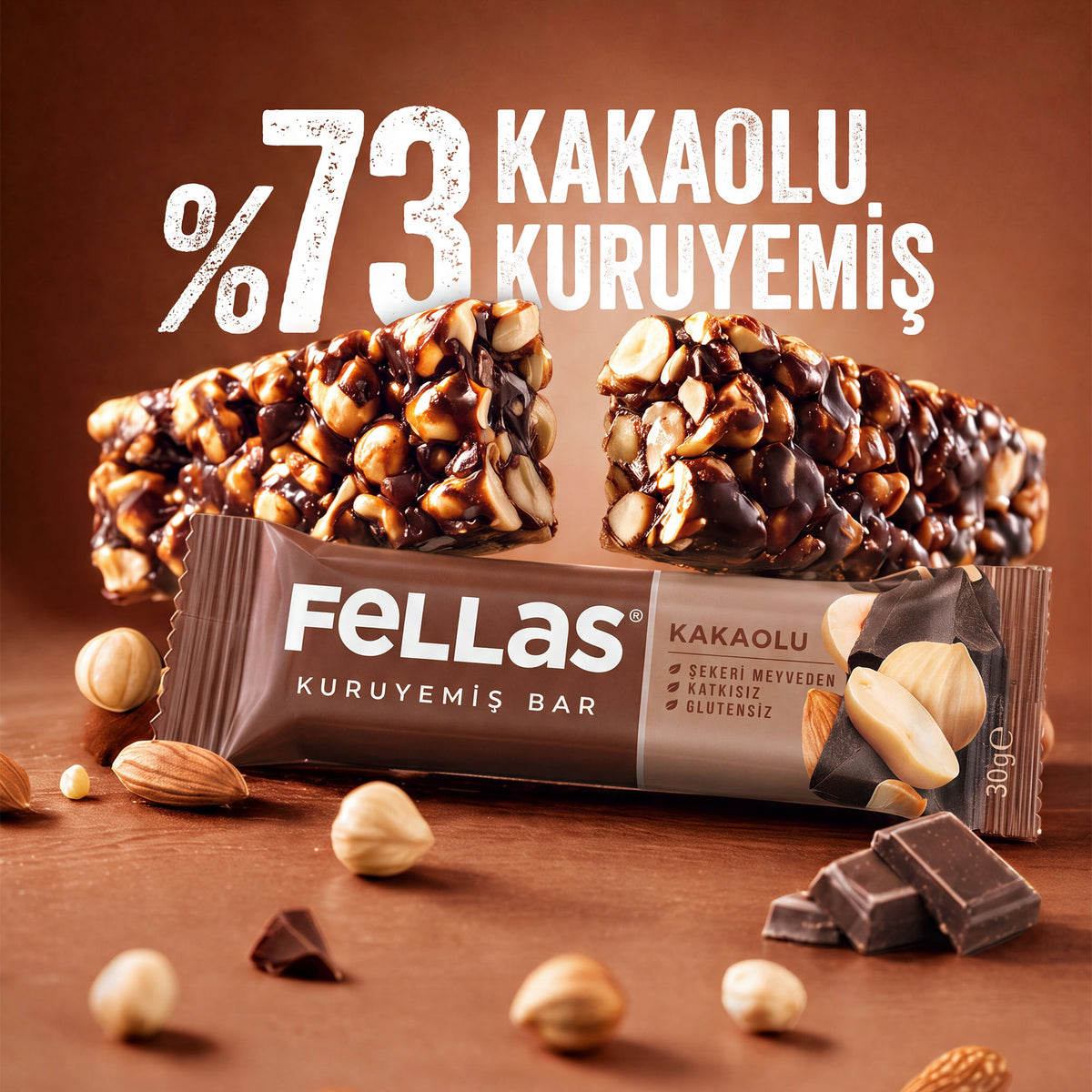 Kakaolu Kuruyemiş Bar (30 g) x 12 Adet