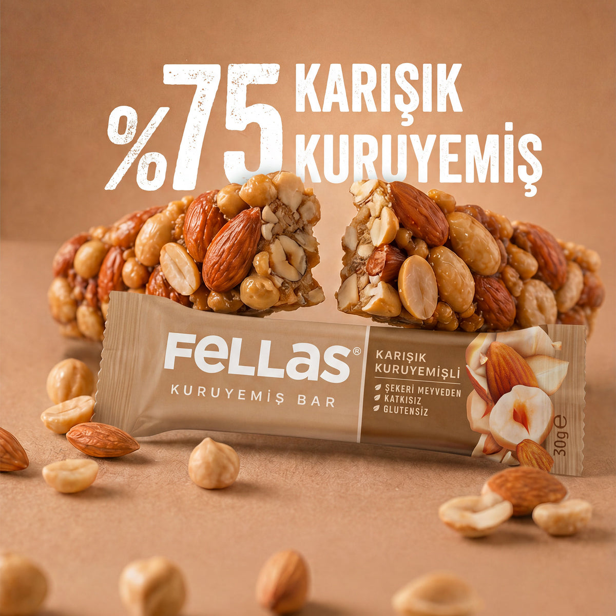 Karışık Kuruyemiş Bar (30 g) x 12 Adet