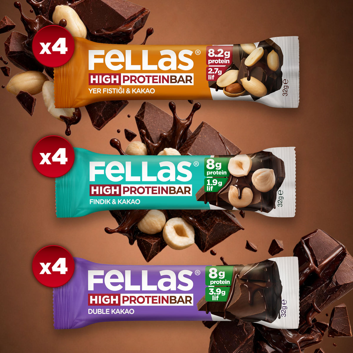 Protein Bar (32 g) Karma Kutu - 12 Adet (3 Çeşit)