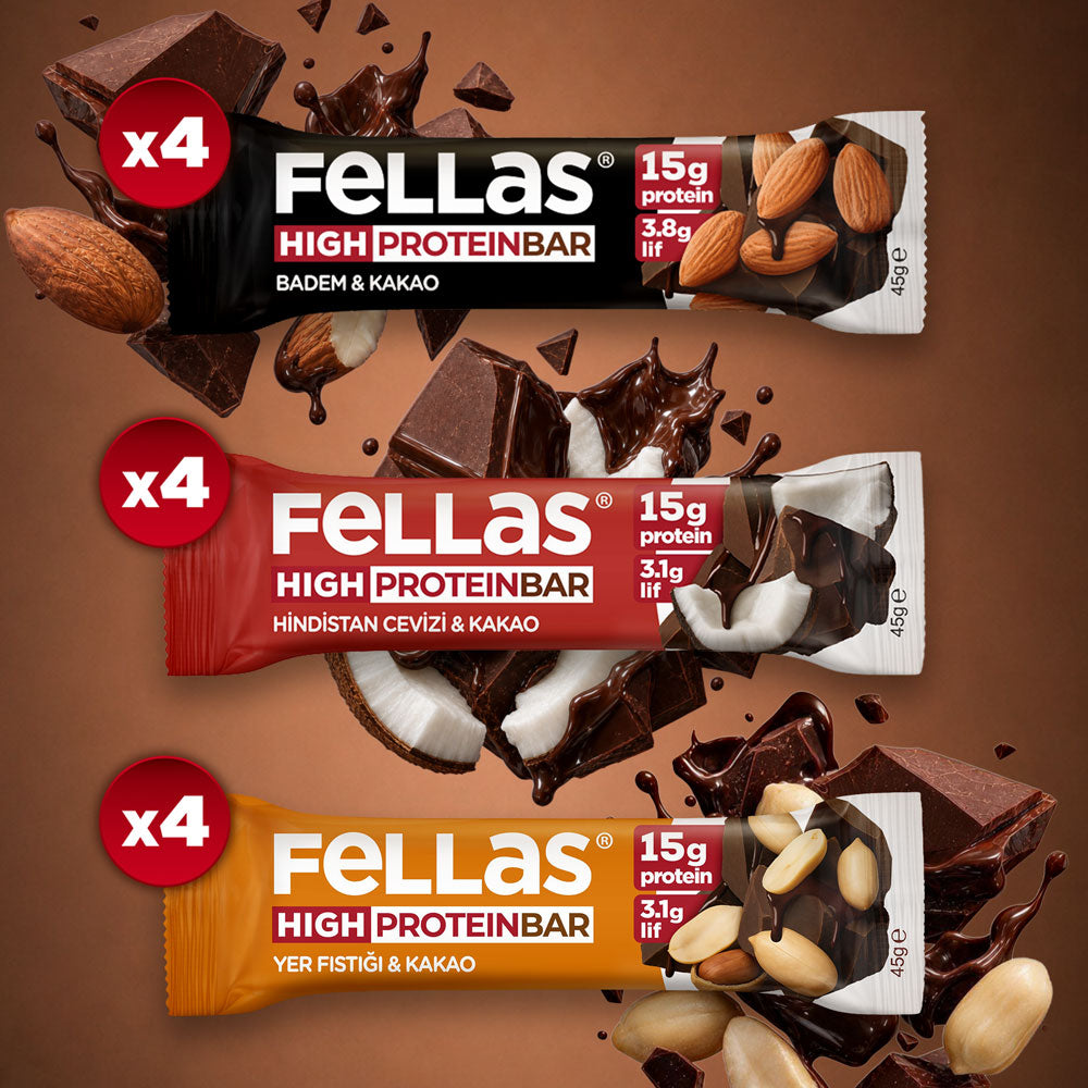 Yüksek Protein Bar (45 g) Karma Kutu - 12 Adet (3 Çeşit)