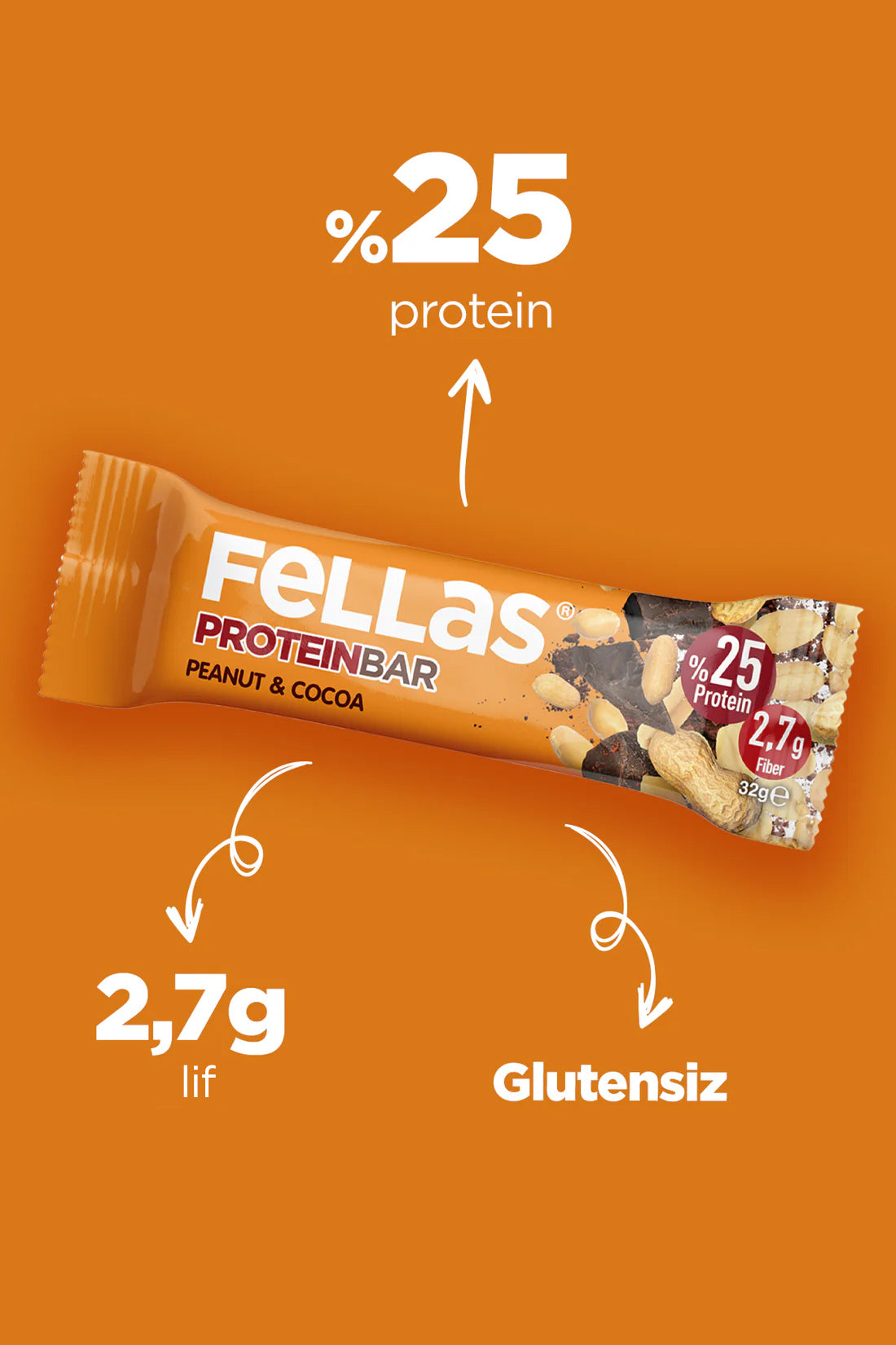 Protein Bar - Yer Fıstıklı ve Kakaolu (32 g) x 12 Adet