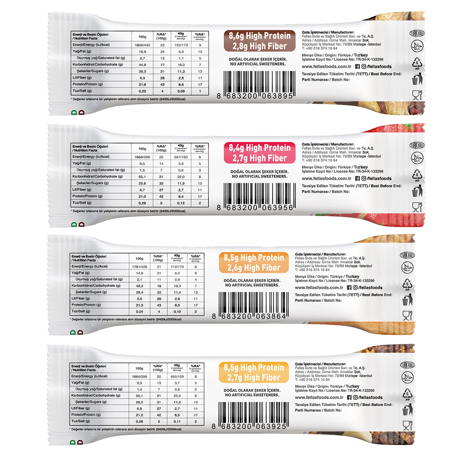 Vegan Protein Bar (40 g) Karma Kutu - 12 Adet (4 Çeşit)