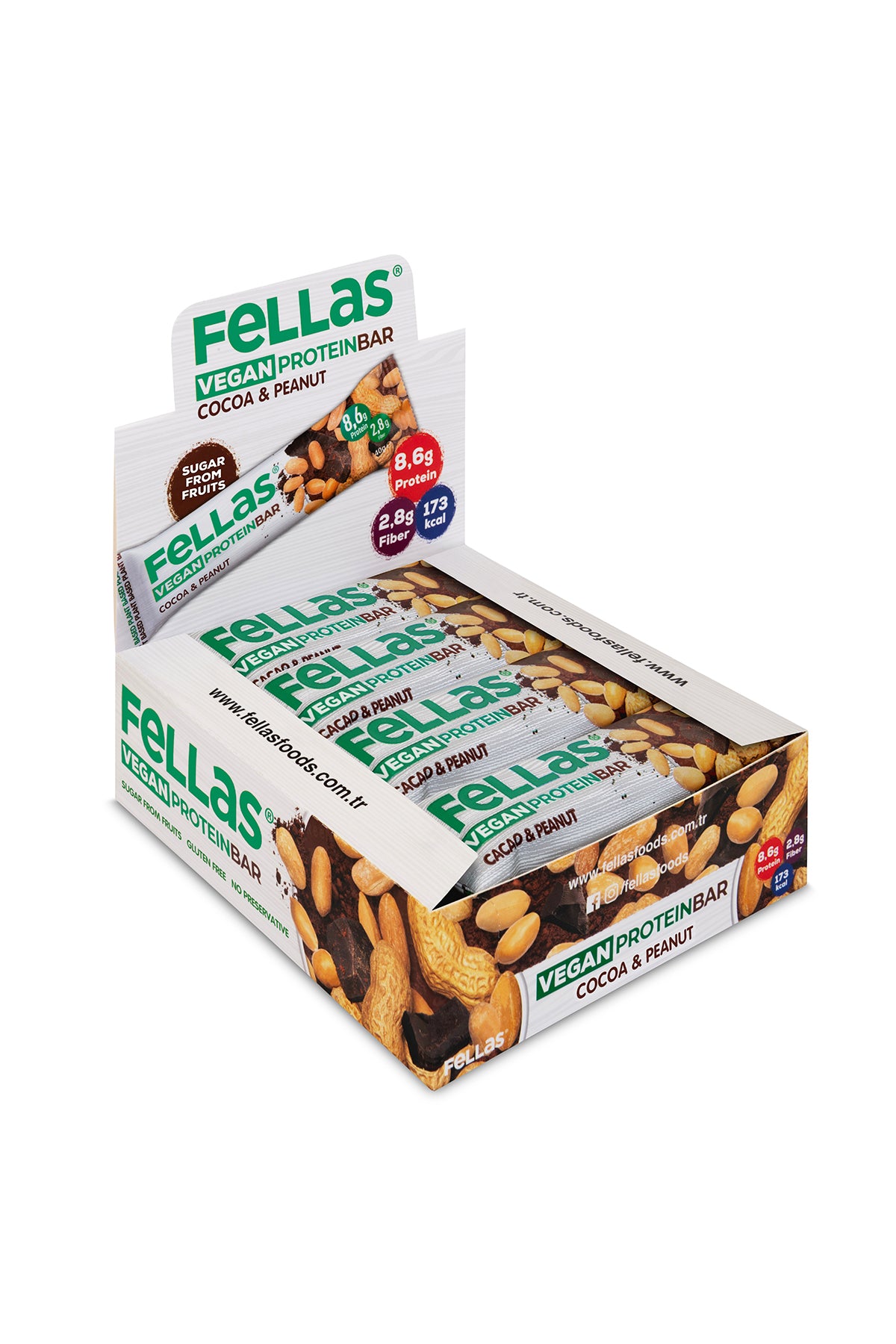 Vegan Protein Bar - Yer Fıstığı ve Kakaolu (40 g) x 12 Adet