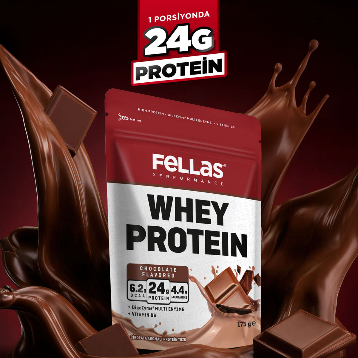Whey Protein Tozu 24 g Protein 5 Servis Çikolata Aromalı (175 g)