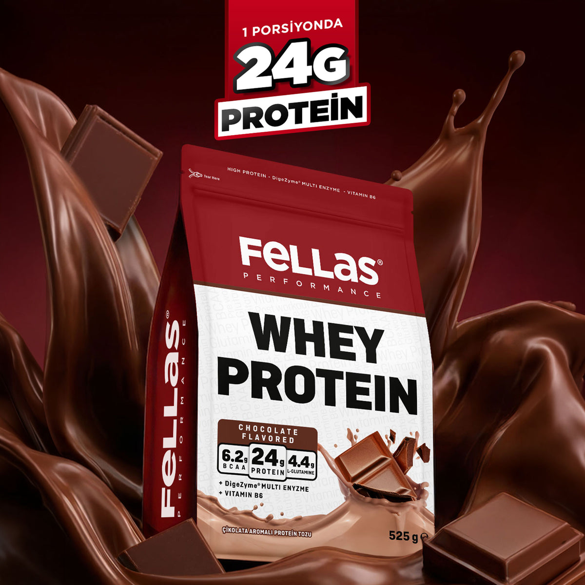 Whey Protein Tozu 24 g Protein 15 Servis Çikolata Aromalı (525 g)