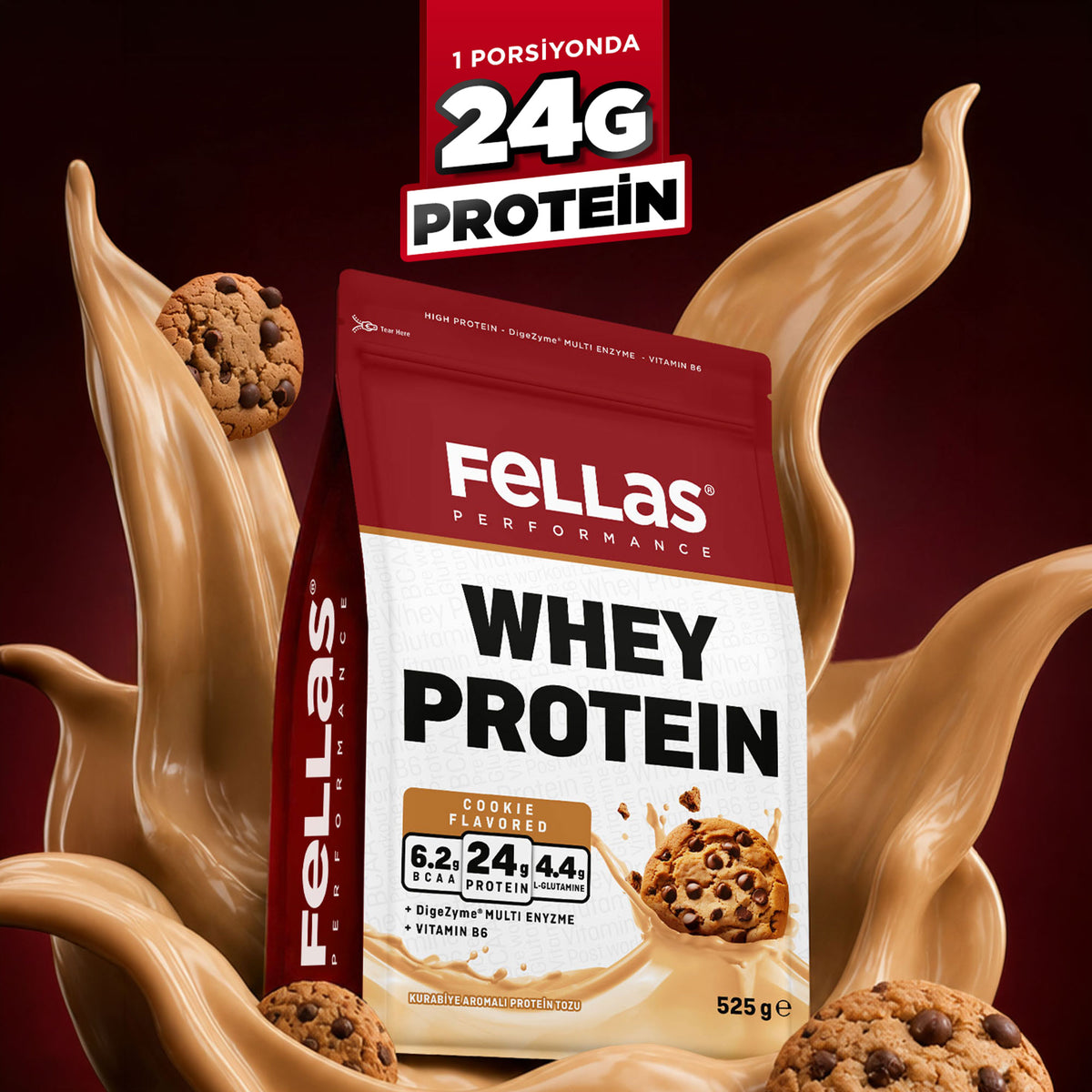 Whey Protein Tozu 24 g Protein 15 Servis Kurabiye Aromalı (525 g)