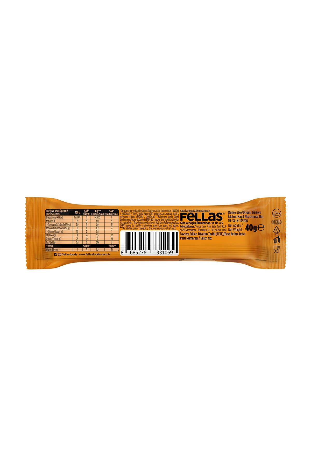 Çikolata Kaplı Yüksek Protein Bar - Yer Fıstıklı (40 g) x 12 Adet